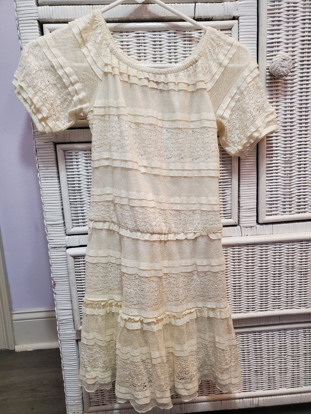 My Michelle Cream Lace Tiered Dress SIZE 10